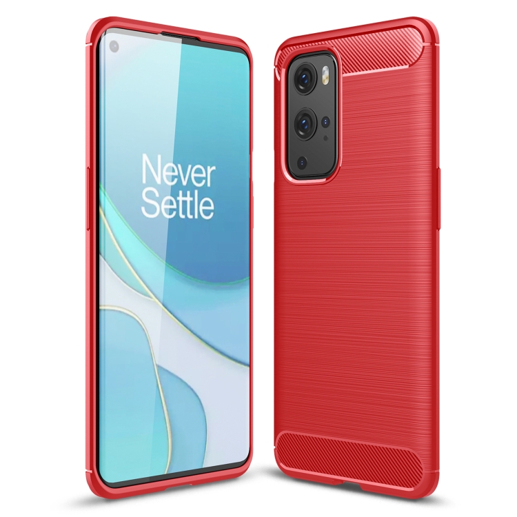 

For OnePlus 9 Pro Brushed Texture Carbon Fiber TPU Case(Red)