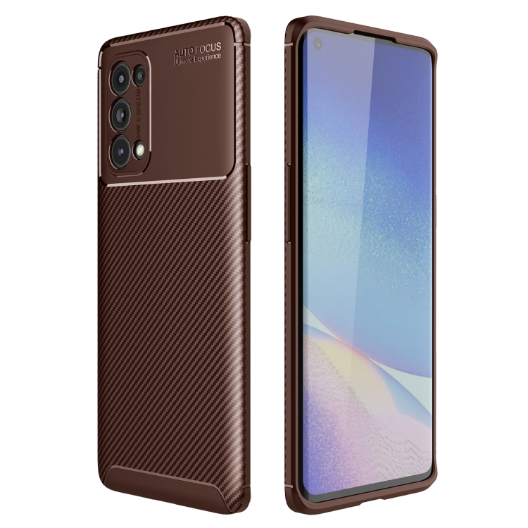 

For OPPO Reno5 Pro 5G Carbon Fiber Texture Shockproof TPU Case(Brown)