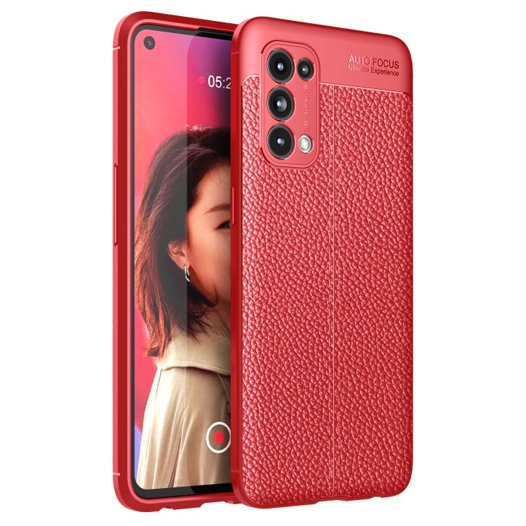 

For OPPO Reno5 5G Litchi Texture TPU Shockproof Case(Red)