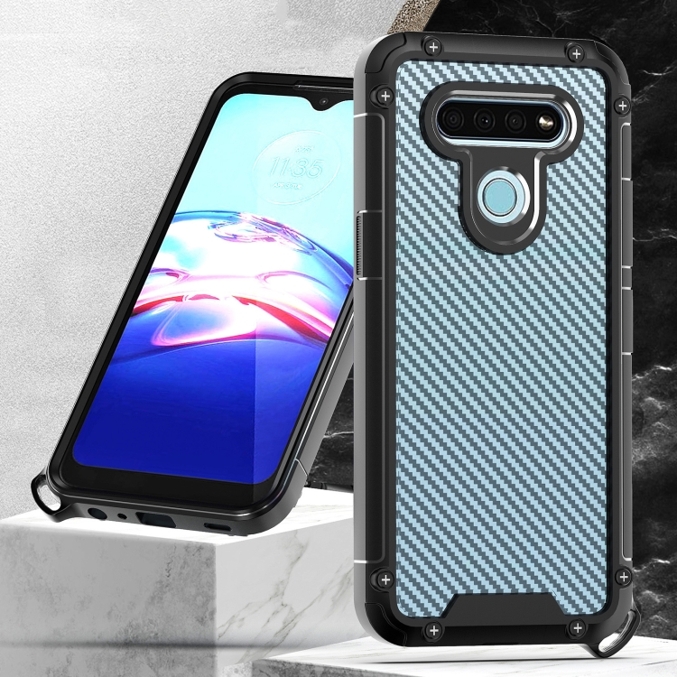

For LG K51 Gold-Shield Series Shockproof PC + TPU Case(Full Black)