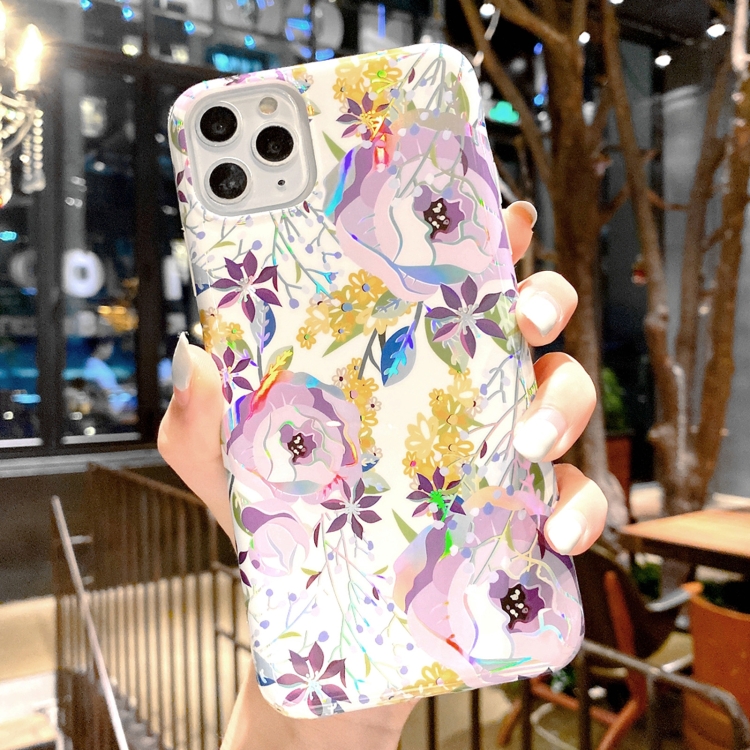 

IMD Laser Flower Pattern TPU Protective Case For iPhone 11 Pro Max(Purple Flower)