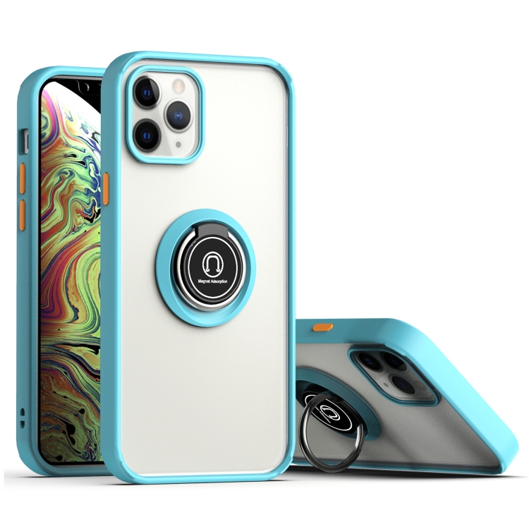 

Q Shadow 2 Generation Series TPU + Acrylic Protective Case with 360 Degrees Rotate Ring Holder For iPhone 12 mini(Sky Blue + Orange)