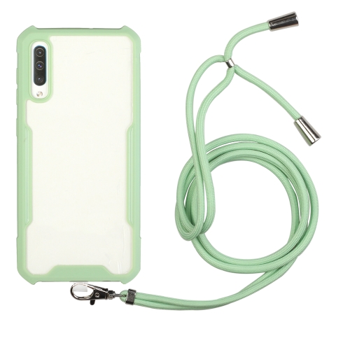 

For Samsung Galaxy A70 / A70s Acrylic + Color TPU Shockproof Case with Neck Lanyard(Avocado)