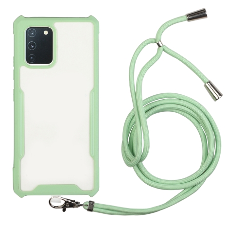 

For Samsung Galaxy A71 Acrylic + Color TPU Shockproof Case with Neck Lanyard(Avocado)