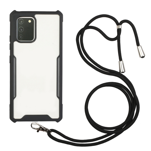 

For Samsung Galaxy A91 / M80s / S10 Lite Acrylic + Color TPU Shockproof Case with Neck Lanyard(Black)