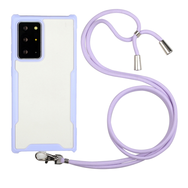 

For Samsung Galaxy Note20 Ultra Acrylic + Color TPU Shockproof Case with Neck Lanyard(Purple)