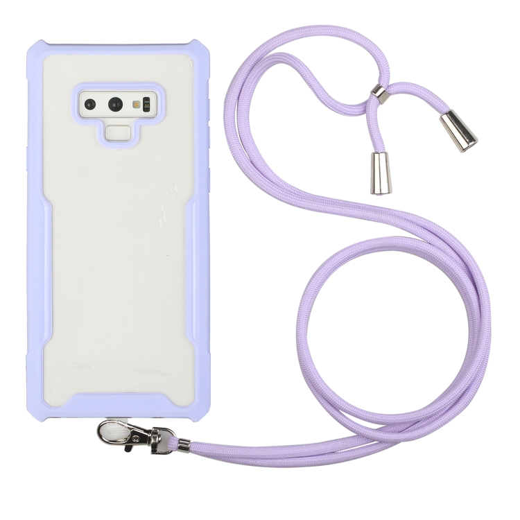 

For Samsung Galaxy Note9 Acrylic + Color TPU Shockproof Case with Neck Lanyard(Purple)