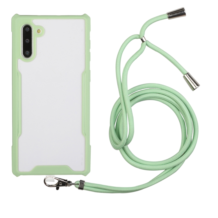 

For Samsung Galaxy Note10 Acrylic + Color TPU Shockproof Case with Neck Lanyard(Avocado)