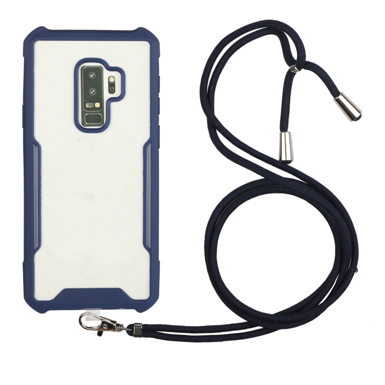 

For Samsung Galaxy S9 Acrylic + Color TPU Shockproof Case with Neck Lanyard(Dark Blue)