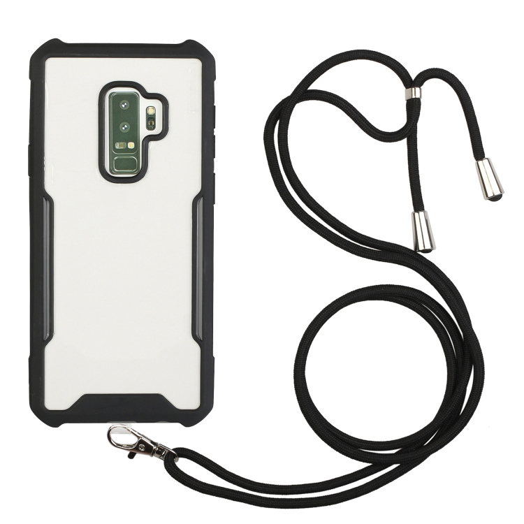 

For Samsung Galaxy S9+ Acrylic + Color TPU Shockproof Case with Neck Lanyard(Black)