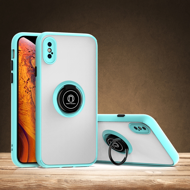 

Q Shadow 1 Generation Series TPU + PC Protective Case with 360 Degrees Rotate Ring Holder For iPhone X / XS(Light Blue)