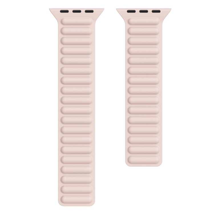 

Silicone Magnetic Chain Watchband For Apple Watch Series 7 41mm / 6 & SE & 5 & 4 40mm / 3 & 2 & 1 38mm(Light Pink)