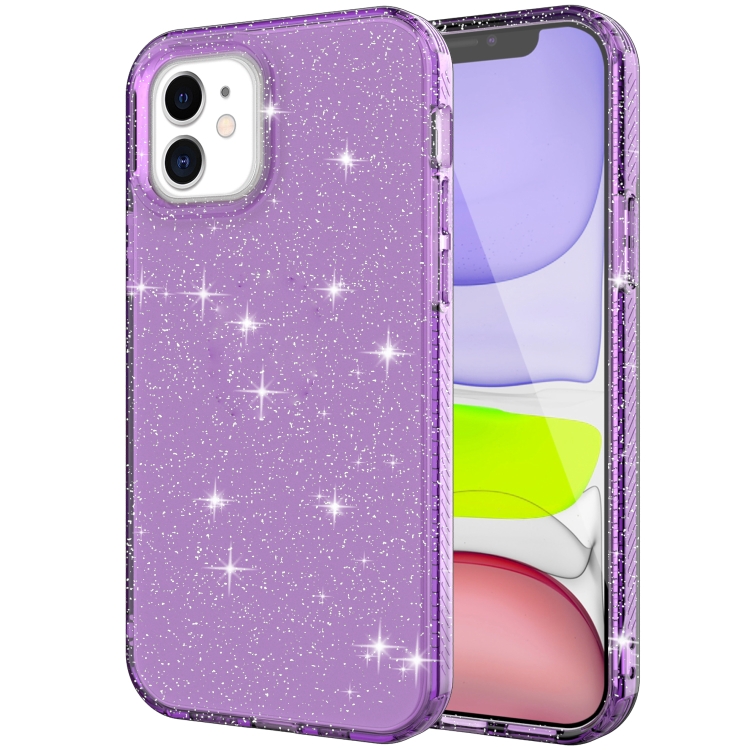 

Transparent Glitter Powder Protective Case For iPhone 12 mini(Purple)