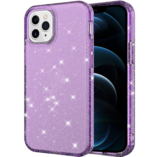 Sunsky Transparent Glitter Powder Protective Case For Iphone 12 Pro Max Purple