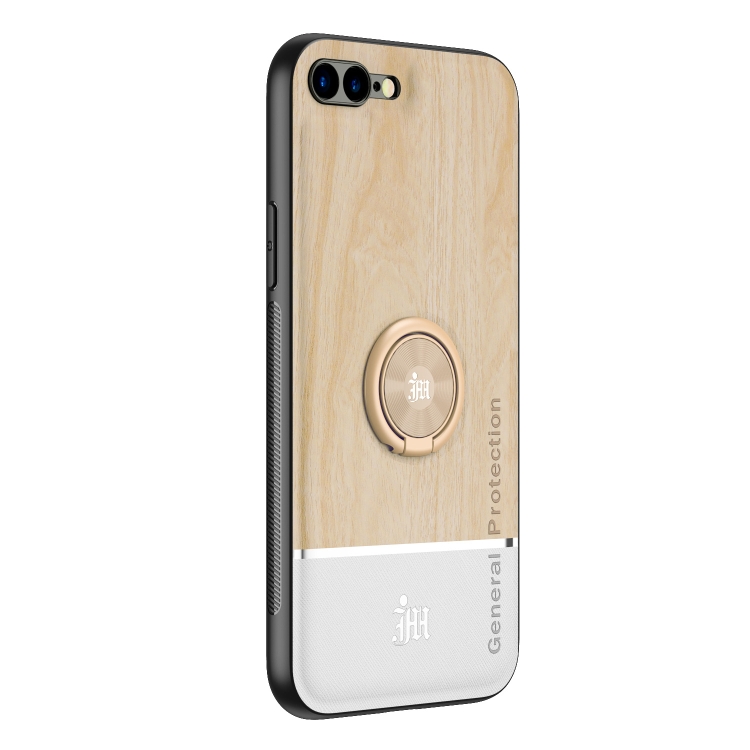 

Wood Grain PC + TPU Shockproof Protective Case with Ring Holder For iPhone 8 Plus & 7 Plus(Wood Color)