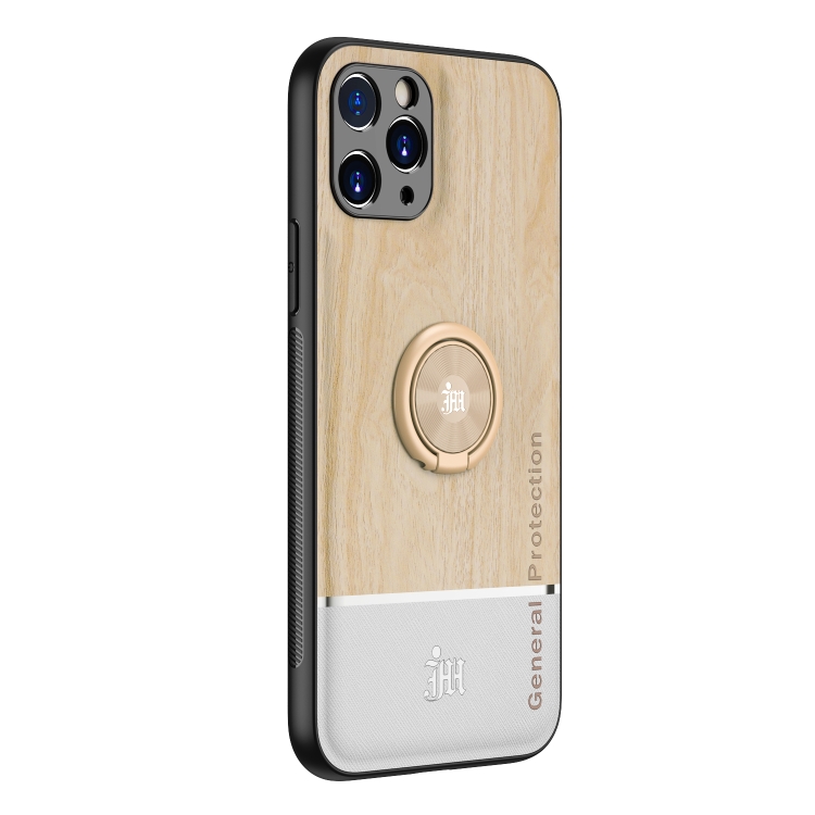 

Wood Grain PC + TPU Shockproof Protective Case with Ring Holder For iPhone 11 Pro(Wood Color)