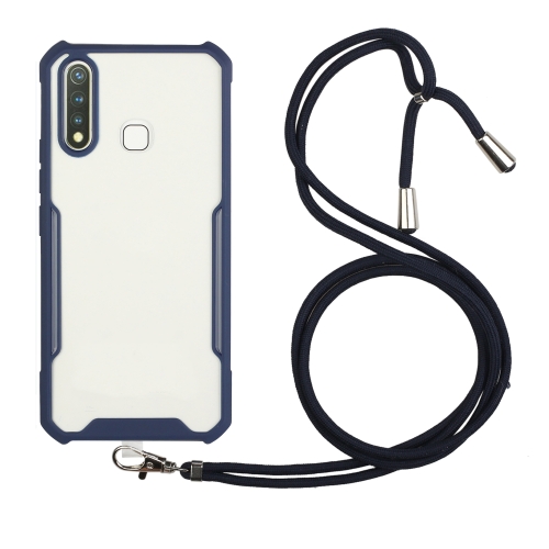 

For vivo U3 / Y19 Acrylic + Color TPU Shockproof Case with Neck Lanyard(Dark Blue)