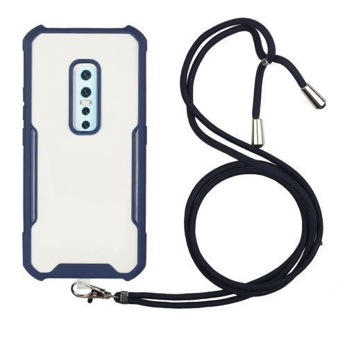 

For vivo V17 Pro Acrylic + Color TPU Shockproof Case with Neck Lanyard(Dark Blue)