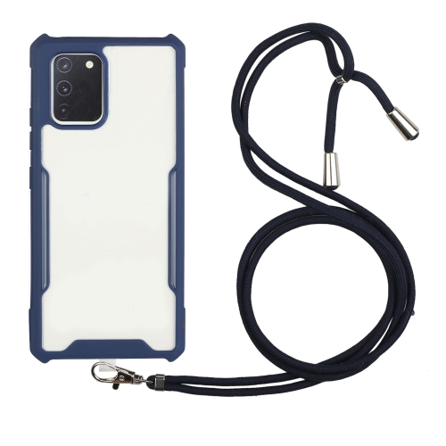 

For vivo Y20 / Y20i Acrylic + Color TPU Shockproof Case with Neck Lanyard(Dark Blue)