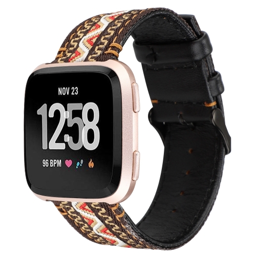 

For Fitbit Versa Ethnic Style Genuine Leather Strap(Bohemia)