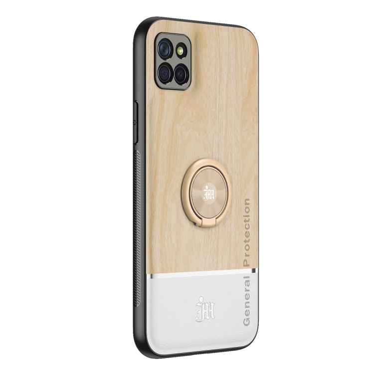 

For Samsung Galaxy A81 Wood Grain PC + TPU Shockproof Protective Case with Ring Holder(Wood Color)