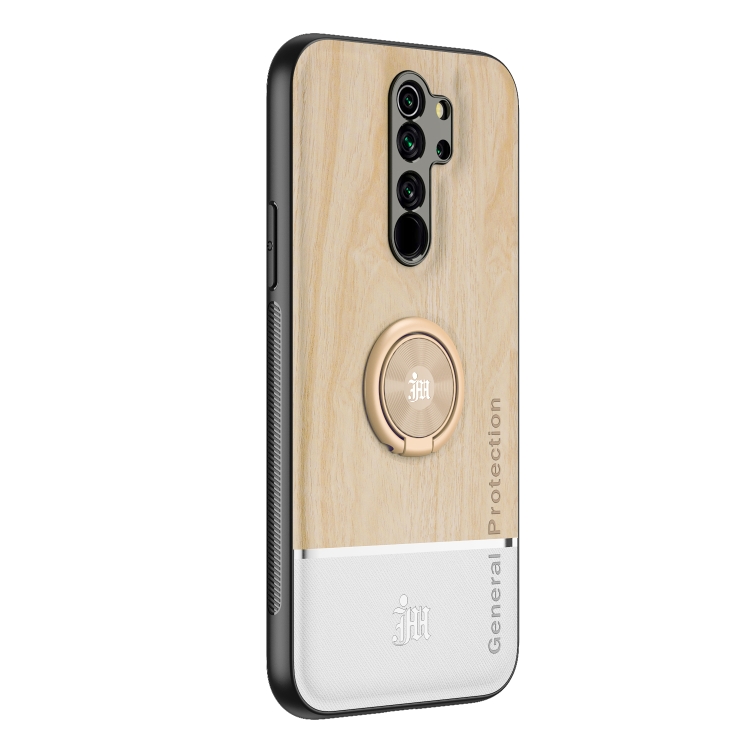 

For Xiaomi Redmi Note 8 Pro Wood Grain PC + TPU Shockproof Protective Case with Ring Holder(Wood Color)