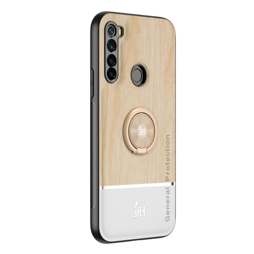 

For Xiaomi Redmi Note 8 Wood Grain PC + TPU Shockproof Protective Case with Ring Holder(Wood Color)