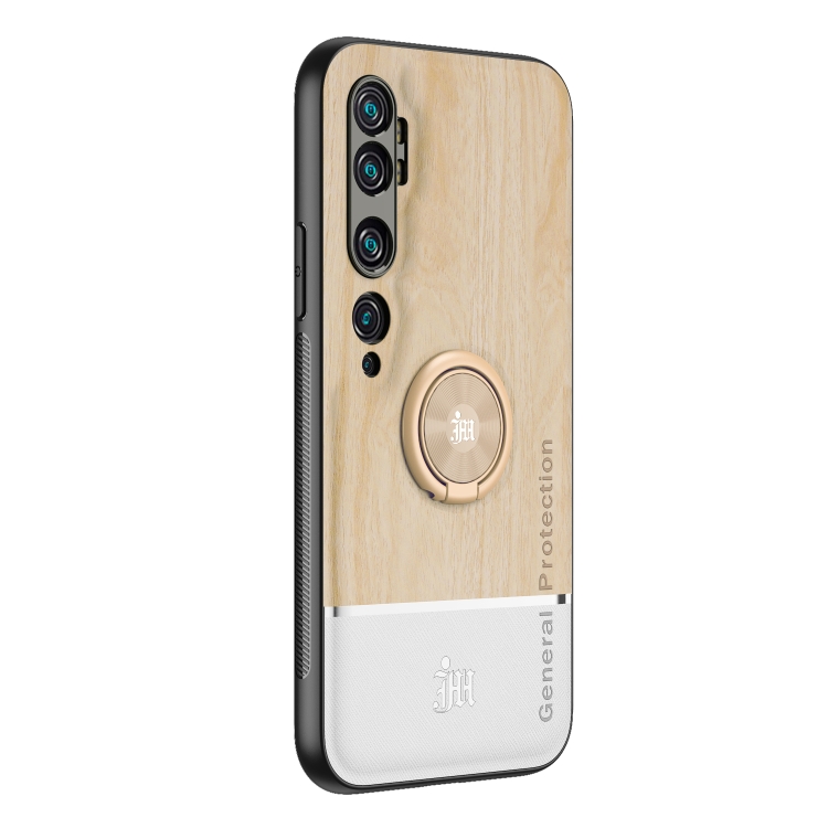 

For Xiaomi Mi CC9 Pro Wood Grain PC + TPU Shockproof Protective Case with Ring Holder(Wood Color)