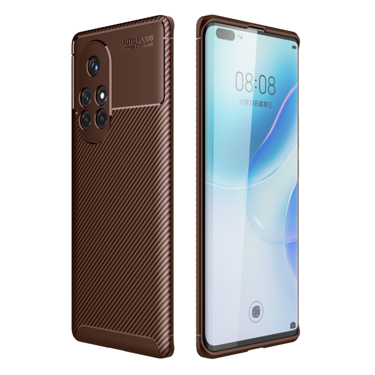 

For Huawei nova 8 Pro 5G Carbon Fiber Texture Shockproof TPU Case(Brown)
