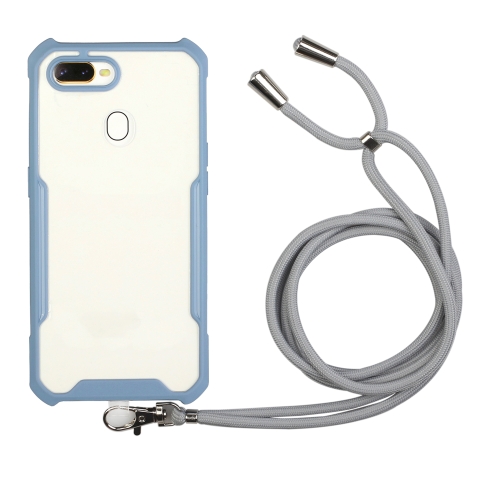 

For OPPO F9 / F9 Pro A7x / Realme 2 Pro Acrylic + Color TPU Shockproof Case with Neck Lanyard(Milk Grey)