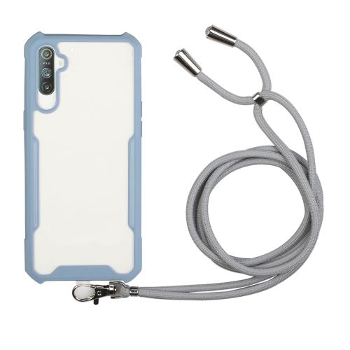 

For OPPO Realme C3 Acrylic + Color TPU Shockproof Case with Neck Lanyard(Milk Grey)