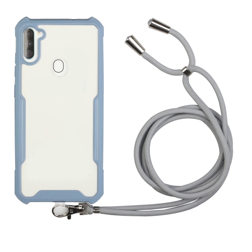 

For OPPO Realme 5/5s/5i/6i/Narzo 20A/10/10A Acrylic + Color TPU Shockproof Case with Neck Lanyard(Milk Grey)