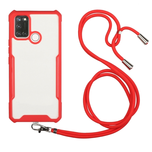 

For OPPO Realme 7i / C17 Acrylic + Color TPU Shockproof Case with Neck Lanyard(Red)