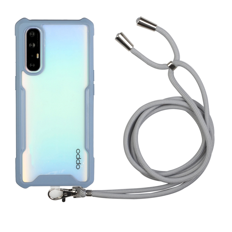 

For OPPO Reno3 Pro (Foreign Version) Acrylic + Color TPU Shockproof Case with Neck Lanyard(Milk Grey)