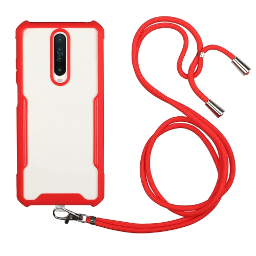 

For Xiaomi Redmi K30 / Poco X2 Acrylic + Color TPU Shockproof Case with Neck Lanyard(Red)