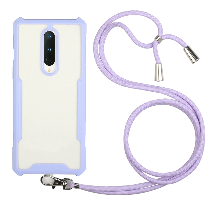 

For Xiaomi Redmi 8 / 8A Dual / 8A Pro Acrylic + Color TPU Shockproof Case with Neck Lanyard(Purple)