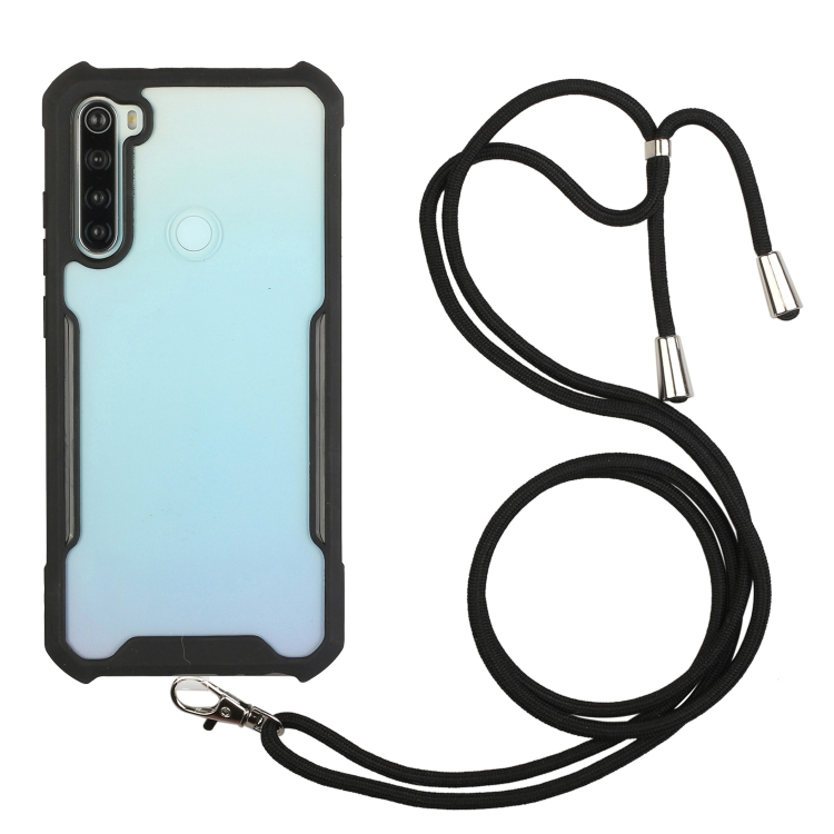 

For Xiaomi Redmi Note 8 Acrylic + Color TPU Shockproof Case with Neck Lanyard(Black)