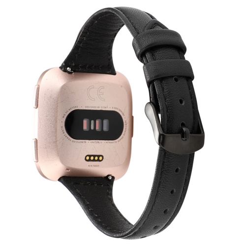 

For Fitbit Versa razy Horse Texture Genuine Leather Strap(Black)