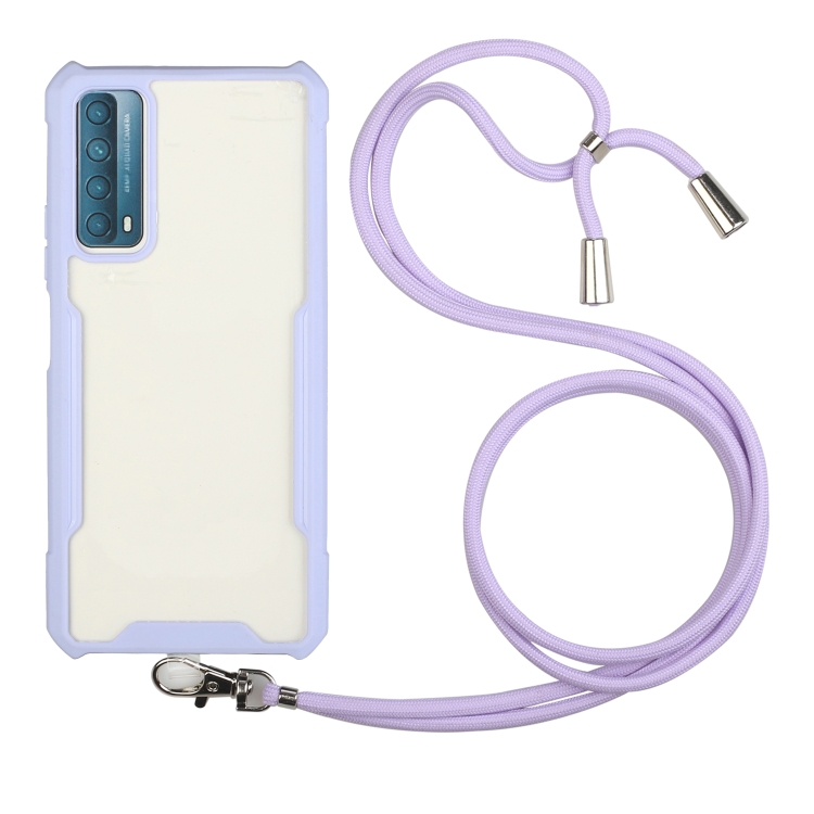 

For Huawei P smart 2021 Acrylic + Color TPU Shockproof Case with Neck Lanyard(Purple)
