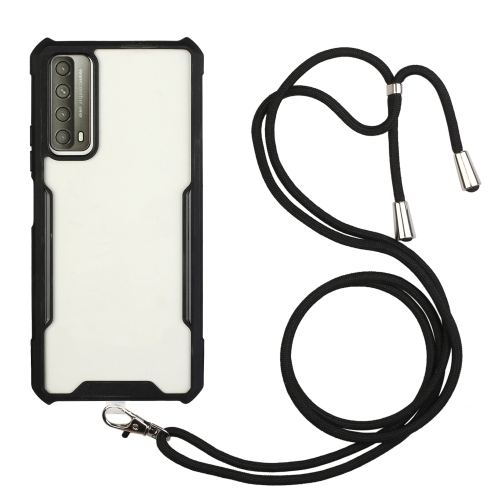 

For Huawei P smart 2021 Acrylic + Color TPU Shockproof Case with Neck Lanyard(Black)