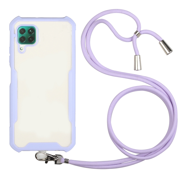 

For Huawei P40 Lite / nova 6 SE Acrylic + Color TPU Shockproof Case with Neck Lanyard(Purple)