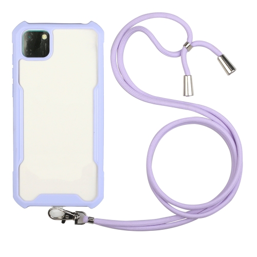 

For Huawei Y5p / Honor 9S Acrylic + Color TPU Shockproof Case with Neck Lanyard(Purple)