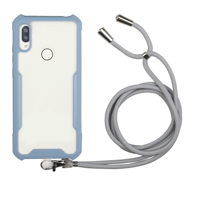 

For Huawei Y6p Acrylic + Color TPU Shockproof Case with Neck Lanyard(Milk Grey)