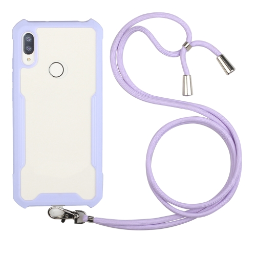 

For Huawei Y6 Prime (2019) / Y6s Acrylic + Color TPU Shockproof Case with Neck Lanyard(Purple)