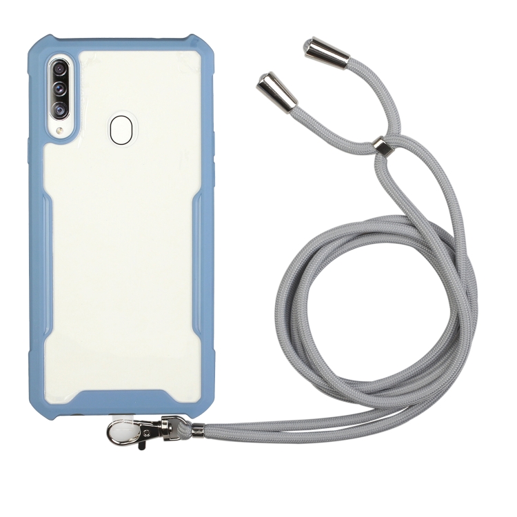 

For Huawei Y7p Acrylic + Color TPU Shockproof Case with Neck Lanyard(Milk Grey)