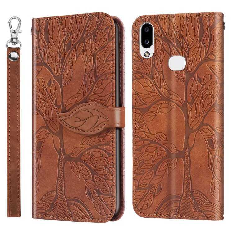 

For Samsung Galaxy A10s Life of Tree Embossing Pattern Horizontal Flip Leather Case with Holder & Card Slot & Wallet & Photo Frame & Lanyard(Brown)