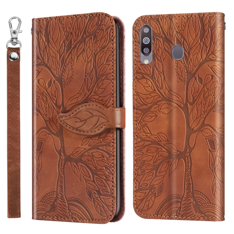 

For Samsung Galaxy A20s Life of Tree Embossing Pattern Horizontal Flip Leather Case with Holder & Card Slot & Wallet & Photo Frame & Lanyard(Brown)