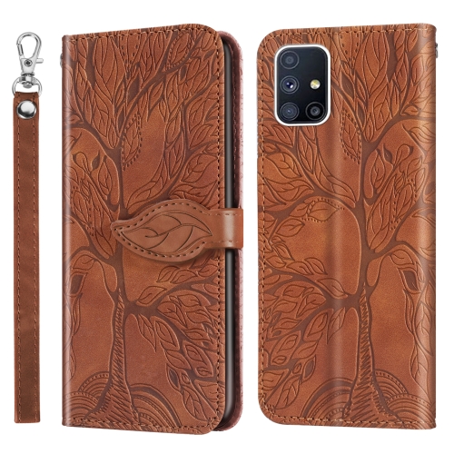 

For Samsung Galaxy M40s Life of Tree Embossing Pattern Horizontal Flip Leather Case with Holder & Card Slot & Wallet & Photo Frame & Lanyard(Brown)