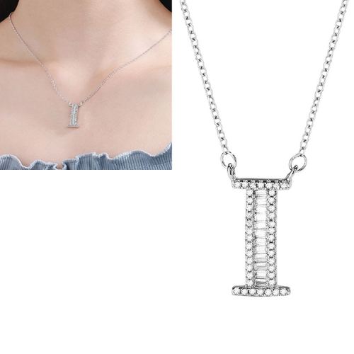 

Women Fashion S925 Sterling Silver English Alphabet Pendant Necklace, Style:I