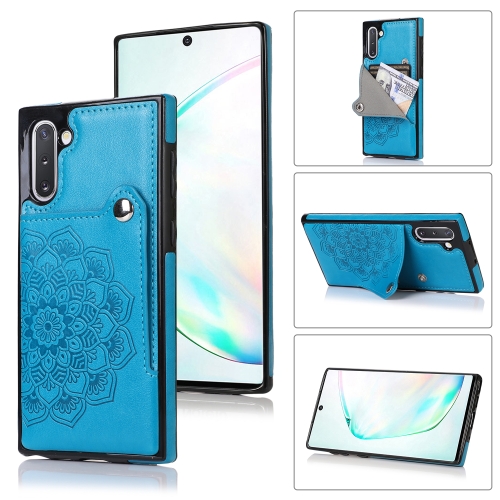 

For Samsung Galaxy Note10 Embossed Pattern PU + TPU Protective Case with Holder & Wallet & Card Slots(Blue)